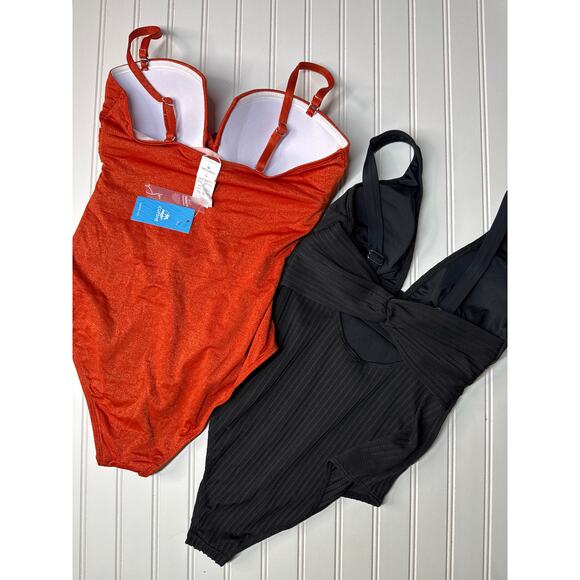 NWT Cupshe One Piece Swimsuit Glitter Ruched One-Piece Swimsuit BUNDLE Size M - Picture 3 of 7